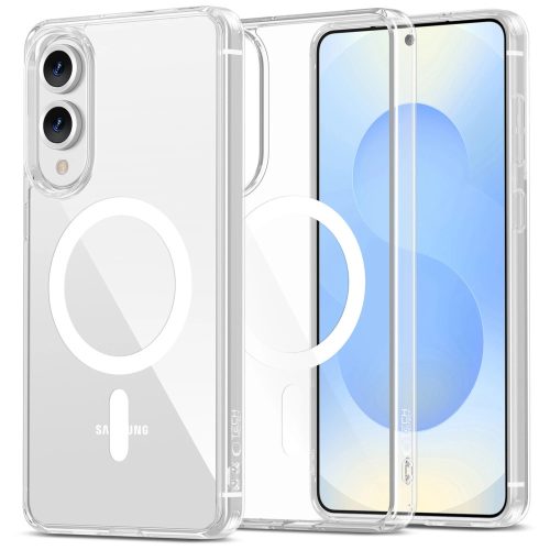 Samsung Galaxy S25 Edge SM-S937, Műanyag hátlap védőtok + szilikon keret, Magsafe töltővel kompatibilis, FlexAir Hybrid Magsafe, átlátszó