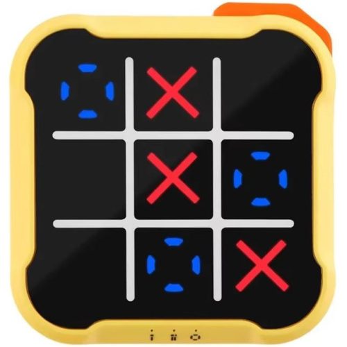 Hordozható elektronikus utazó társas- és stratégiai XO játék, Wooze Tic Tac Toe, sárga