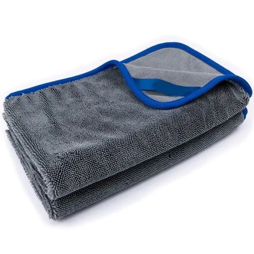 Egyoldalas mikroszálas autó tisztító, szárító törölköző, 60 x 90 cm, 700 g / nm, Wooze Car Towel, szürke/kék