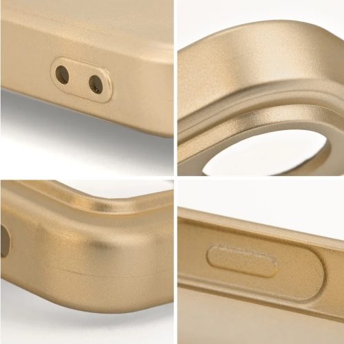 Samsung Galaxy A25 5G SM-A256B, Szilikon tok, mikrofiber plüss belső, csillogó hátlap, Metallic Case, arany