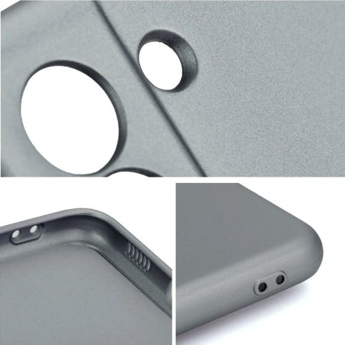 Samsung Galaxy S25 FE SM-S731, Szilikon tok, mikrofiber plüss belső, csillogó hátlap, Metallic Case, szürke