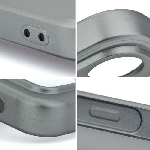 Xiaomi Redmi 13C 4G / Poco C65, Szilikon tok, mikrofiber plüss belső, csillogó hátlap, Metallic Case, szürke