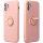 Apple iPhone 15, Szilikon tok, stand, telefontartó gyűrű, Roar Amber, rózsaszín