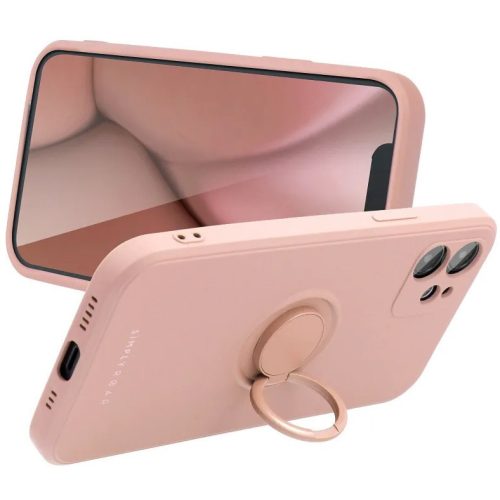 Samsung Galaxy S24 SM-S921, Szilikon tok, stand, telefontartó gyűrű, Roar Amber, rózsaszín