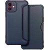 Samsung Galaxy A25 5G SM-A256B, Oldalra nyíló tok, légpárnás sarok, bőrhatású, karbon minta, Razor Book, kék