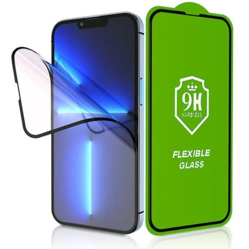 Samsung Galaxy A25 5G SM-A256B, Kijelzővédő fólia, ütésálló fólia, Tempered Glass (edzett üveg), 5D, Full Glue, Nano Flexi Glass, fekete