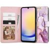 Samsung Galaxy A25 5G SM-A256B, Oldalra nyíló tok, stand, mágnes csattal, absztrakt márvány minta, TP Wallett Marble, lila/színes