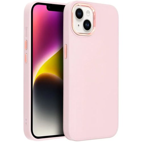 Xiaomi Redmi Note 13 Pro 4G / Poco M6 Pro 4G, Szilikon tok, közepesen ütésálló, fémhatású kamera keret, Frame Case, rózsaszín