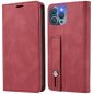Apple iPhone 16 Plus, Oldalra nyíló tok, stand, kártyatartóval, kézpánttal, Wooze Business Plus, piros