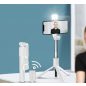 Prémium selfie bot, 19 - 70 cm, 360°-ban forgatható, exponáló gombbal, bluetooth-os, v4.0, tripod állvány funkció, világítással, R1S, fehér