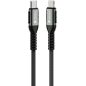 USB Type-C töltő- és adatkábel, Lightning, 120 cm, 3000mA, 27W, törésgátlóval, gyorstöltés, PD, cipőfűző minta, Forcell F-Energy C259, fekete