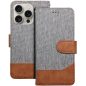 Xiaomi Redmi 13C 4G / Poco C65, Oldalra nyíló tok, stand, kártyatartóval, farmer minta, Jeans Book, szürke