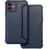Samsung Galaxy S25 Plus SM-S936, Oldalra nyíló tok, légpárnás sarok, bőrhatású, karbon minta, Razor Book, kék